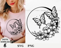 Flower and Butterfly svg , wildflowers, bouquet, floral svg Product Image 4