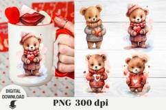 Valentine bear watercolor, Valentine Day,cute bear Product Image 1