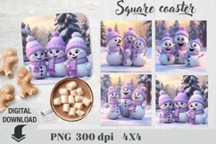 Christmas Snowman Square coaster, coaster sublimation Product Image 3