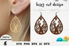 Easter earring Laser cut file, easter bunny earring svg Product Image 1
