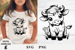 Highland Cow svg, Cow svg, , Flower Cow svg, Butterfly svg Product Image 1