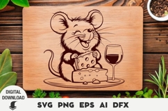 Wine svg, Cute mouse And Cheese, Laser cut, Cutting board Product Image 1