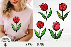 Flower svg, tulip svg, floral svg, Bouquet svg, Spring svg Product Image 1