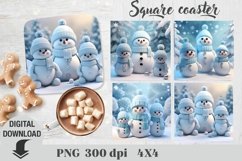 Christmas Snowman Square coaster, coaster sublimation Product Image 2