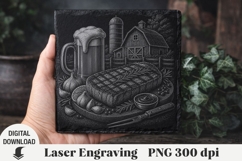 Farm scene Laser Engraving, sunflower Engraving file Product Image 1