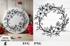 Flower wreath svg,cherry wildflower Wedding wreath, monogram Product Image 1
