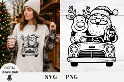 Santa and Christmas deer svg, Christmas svg, fanny svg Product Image 1