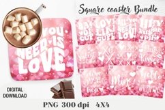 Valentine Square coaster, valentine quotes, sublimation Product Image 1