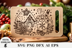 Christmas Cutting board, Laser cut, gingerbread house Product Image 1