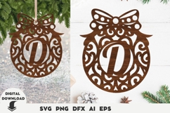 Christmas, Laser, Christmas Personalized Ornament Letter D Product Image 1