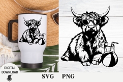 Summer Highland Cow svg, Cow svg, beach Cow, Summer Product Image 1