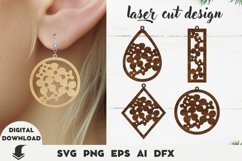 Flower earring Laser cut file, flower earring and pendant s Product Image 1