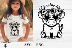 Highland Cow svg, Cow svg, , Flower Cow svg, Butterfly svg Product Image 1