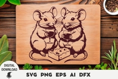 Laser cut, Cutting board, Wine svg, Cute mouse And Cheese Product Image 1