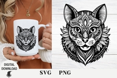 Cat svg, Boho cat svg, black cat svg Halloween cat svg Product Image 1