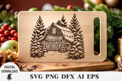 Christmas Barn Laser cut , Cutting board, Christmas svg Product Image 1