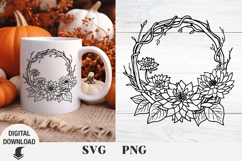 Flower svg, fall flowers, floral svg, fall, wreath svg Product Image 1