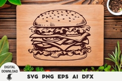 Cutting board SVG, burger svg, Laser cut SVG Product Image 1