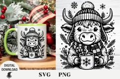 Christmas Highland Cow svg, Cow svg, Christmas svg Product Image 1