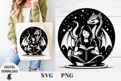 Dragon svg, Dragon and book svg, animals svg, tattoo svg Product Image 1