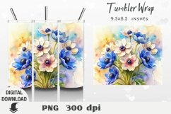 Flowers Tumbler Wrap, Flowers Sublimation, Wildflower Product Image 1