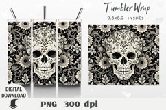 Boho Skull Tumbler Wrap, Halloween Sublimation Tumbler Product Image 1