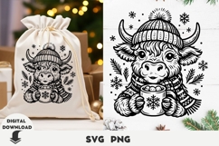 Christmas Highland Cow svg, Cow svg, Christmas svg Product Image 1
