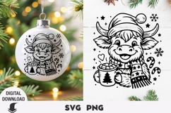 Christmas Highland Cow svg, Cow svg, Christmas svg Product Image 1