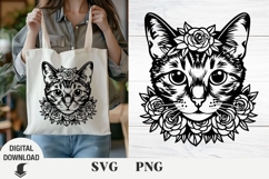 Cute cat svg, cat svg, flower svg Product Image 1