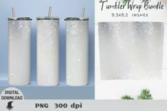 Tumbler Wrap white glitter, Tumbler sublimation, golden glit Product Image 2