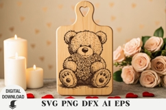 Teddy bear Cutting board svg, Valentine svg Laser cut Product Image 2