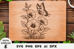 Wildflowers and a butterfly Engraving, Cutting Board, Laser, Product Image 1