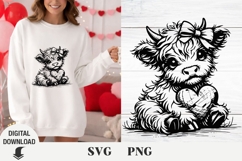 Highland Cow svg, Cow svg, Love svg, Flower svg, Heart svg Product Image 1