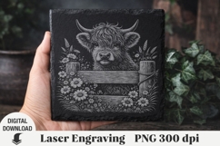 Highland Cow Laser Engraving, Cow Engraving file PNG Product Image 1