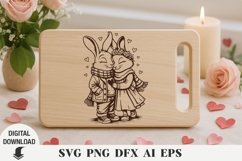 Bunny valentine's day Laser cut , Cutting board, Heart svg Product Image 1