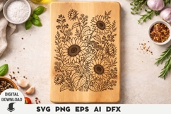 Sunflower svg, Wildflowers Engraving, Cutting Board, Laser, Product Image 1