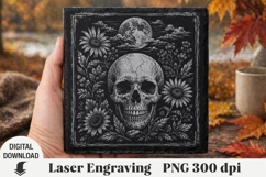 Halloween Laser Engraving, skull Engraving file PNG Product Image 1