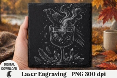 Halloween cocktail Laser Engraving, coaster Engraving PNG Product Image 1