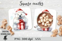Christmas Square coaster, coaster sublimation, christmas Product Image 1
