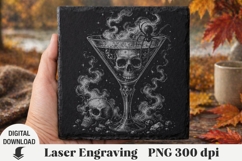 Halloween cocktail Laser Engraving, coaster Engraving PNG Product Image 1