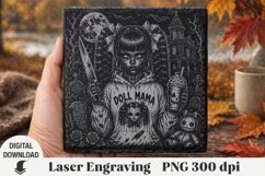 Halloween Laser Engraving, zombie girl Engraving file PNG Product Image 1