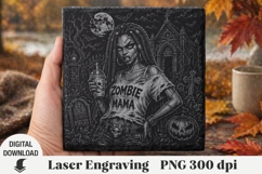 Halloween Laser Engraving, zombie girl Engraving file PNG Product Image 1