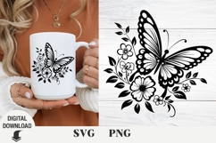 Flower and Butterfly svg , wildflowers, bouquet, floral svg, Product Image 1