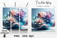 3D Tumbler Wrap, tumbler desig, flowers 3d sublimation Product Image 1