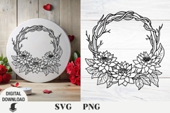 Flower wreath svg,cherry blossom Wedding wreath, monogram Product Image 1