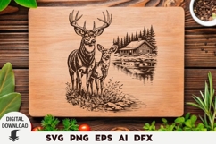 Deer and hunting lodge Engraving Cutting Board, Deer svg Product Image 1