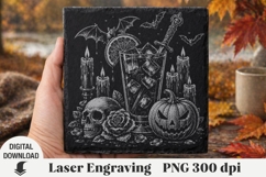 Halloween cocktail Laser Engraving, coaster Engraving PNG Product Image 1