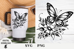 Flower and Butterfly svg , wildflowers, bouquet, floral svg, Product Image 1