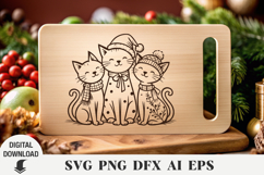 Christmas Cat Laser cut , Cutting board, Christmas svg Product Image 1