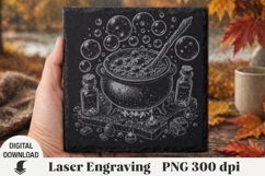 Halloween cocktail Laser Engraving, coaster Engraving PNG Product Image 1